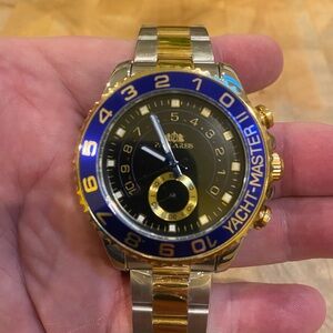 New Luxury Automatic Mechanical Watch with Blue and Gold Accents